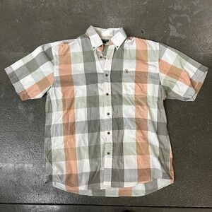 Knights Sportswear Shirt Mens Large Multi Color Plaid Short Sleeve Button Up